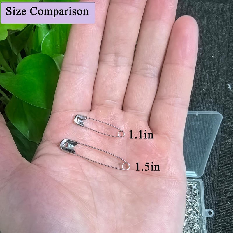 Urmspst Safety Pins, 600PCS-1.5Inch Small Safety Pins, Rust-Resistant Nickel Plated Steel, Sharp Edge Safety Pin for Clothes, Sewing, Arts & Craft, 38mm Decorative Safety Pins (Silver), UR-28 - Image 5